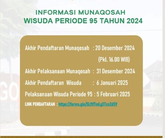 Pendaftaran Munaqosah Periode 95 Gasal Tahun 2024